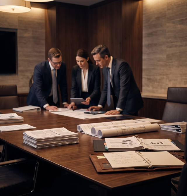 Team reviewing investment due diligence documents