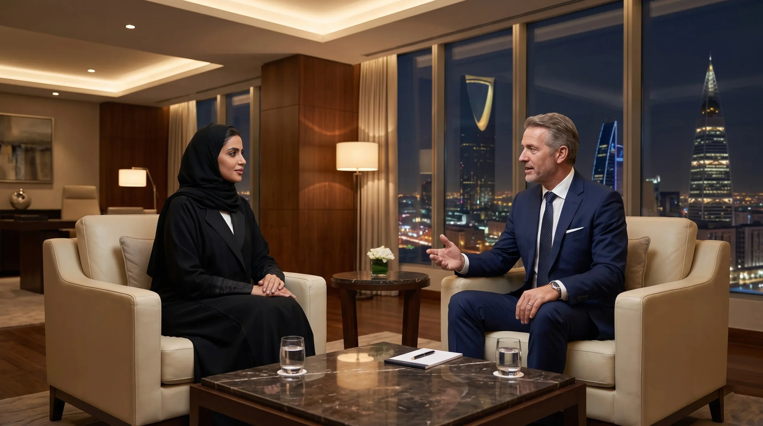 IBRU Holding boardroom overlooking the Riyadh skyline